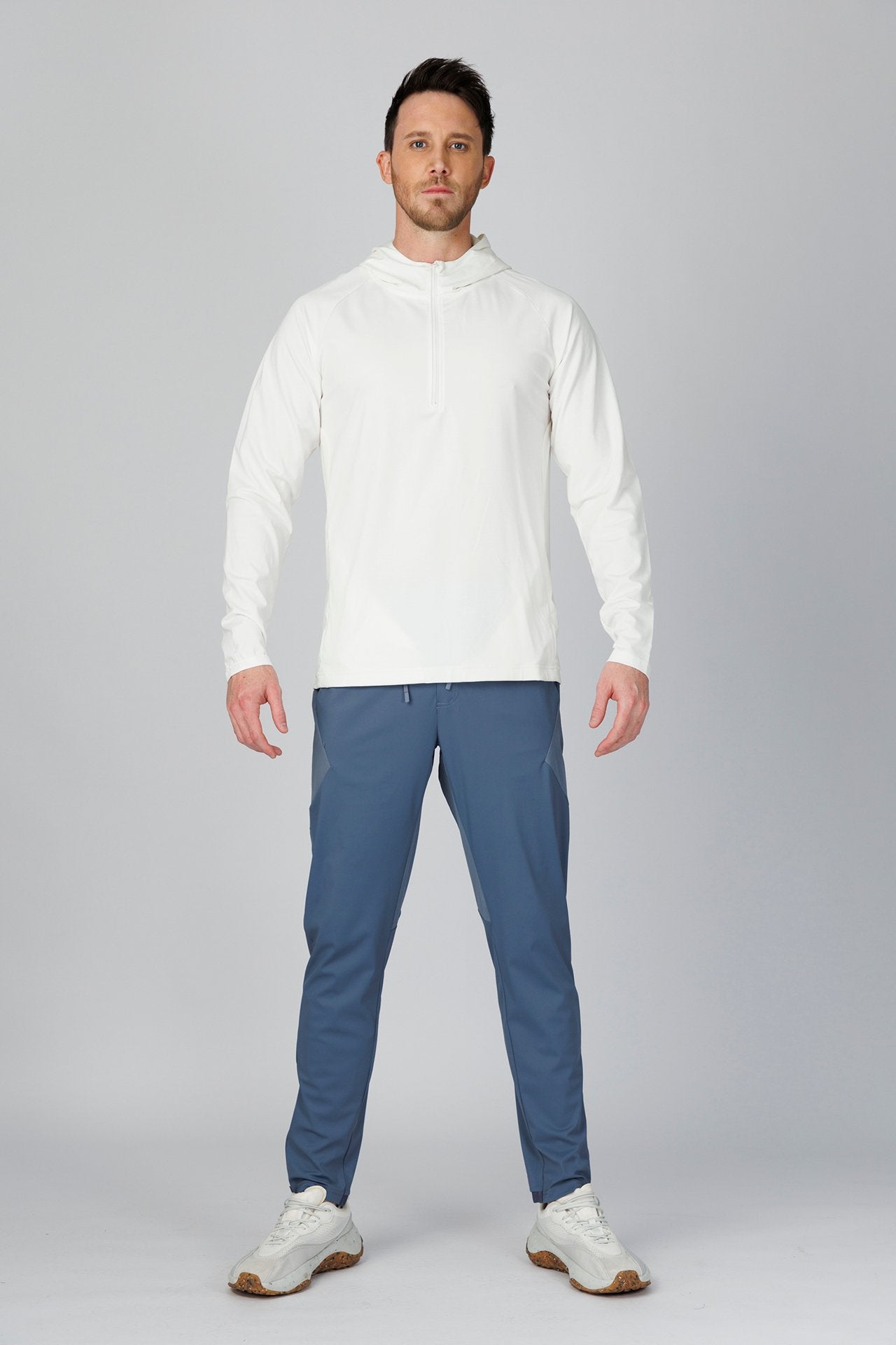 SPN0237 - Ultra Soft Breathable Stretch Performance Half Zip Hoodie - White