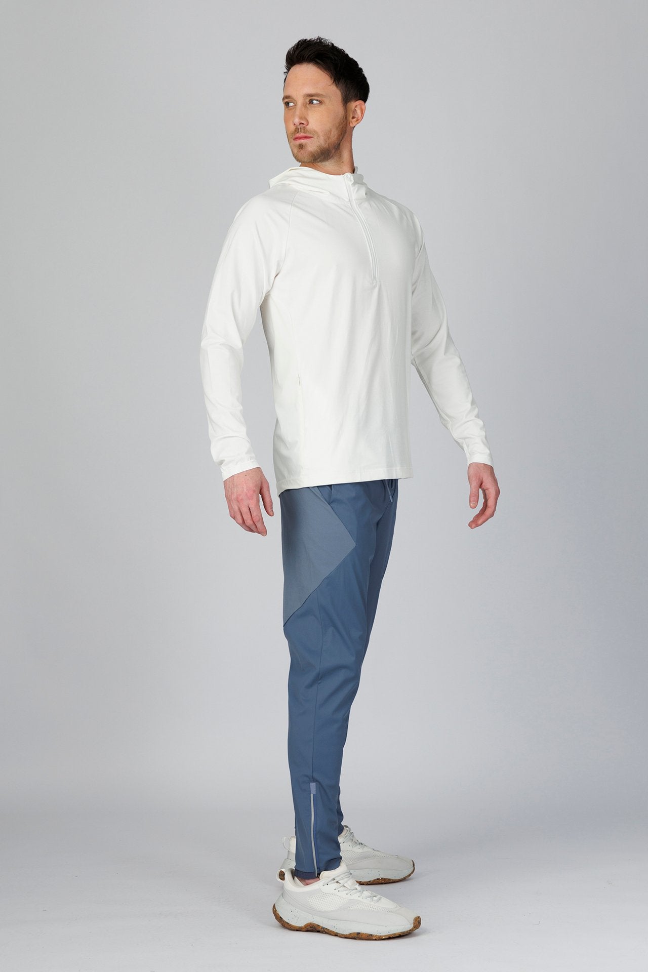 SPN0237 - Ultra Soft Breathable Stretch Performance Half Zip Hoodie - White