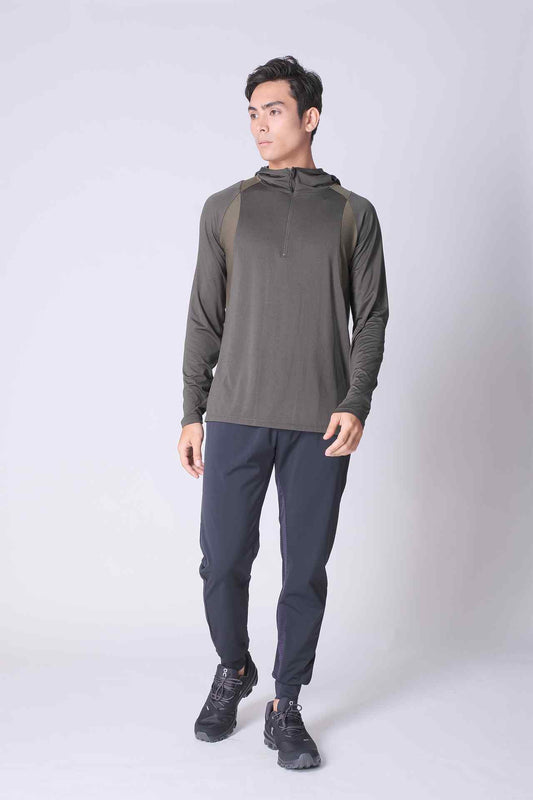 SPN0238 - Lightweight Stretch Half Zip Training Hoodie - Army