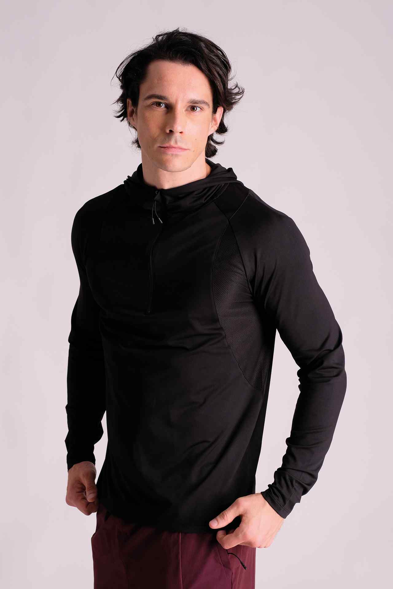 SPN0238 - Lightweight Half Zip Training Hoodie - Black