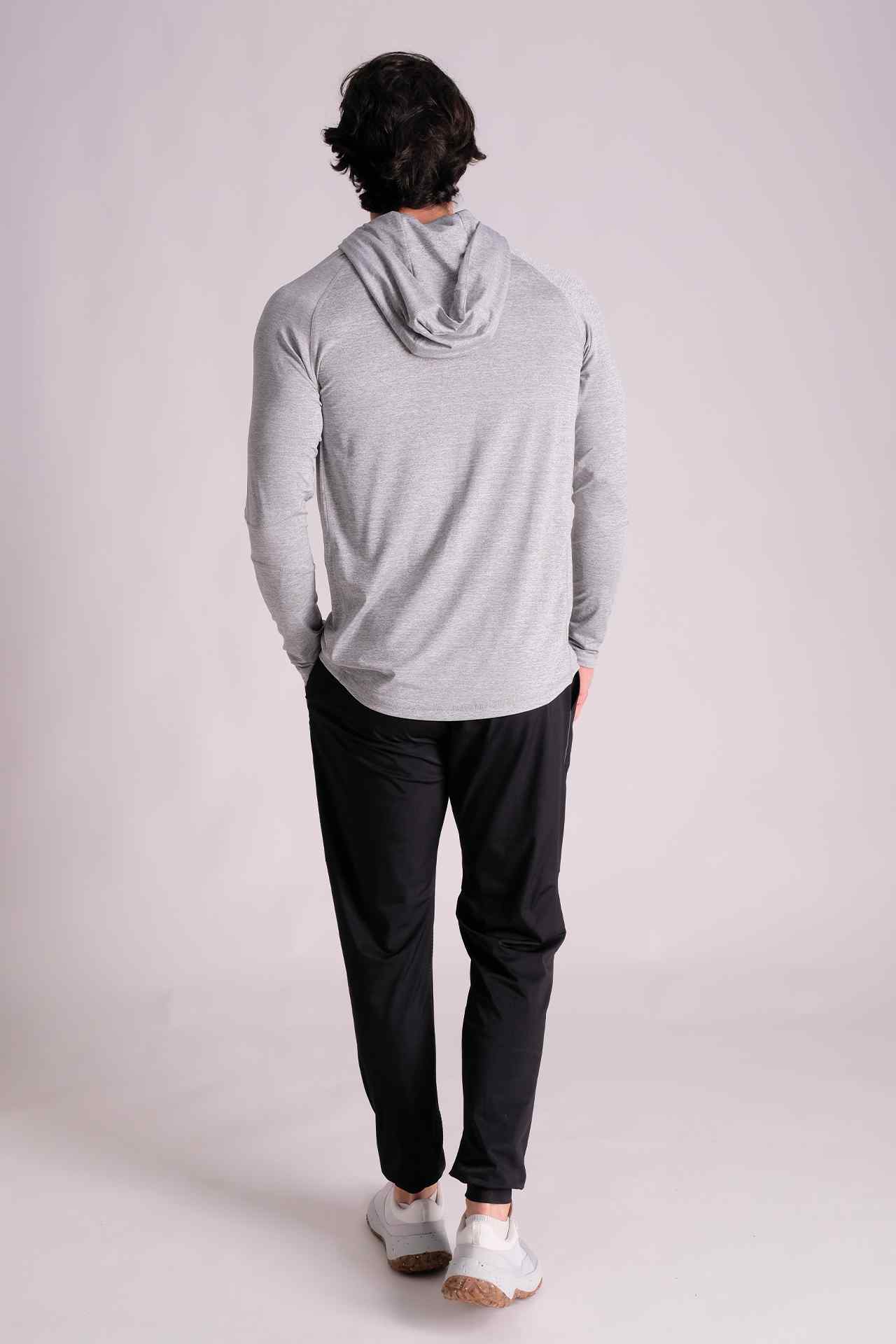 SPN0241 - Light Weight Quick-Dry Hooded Active Top - Heather Grey