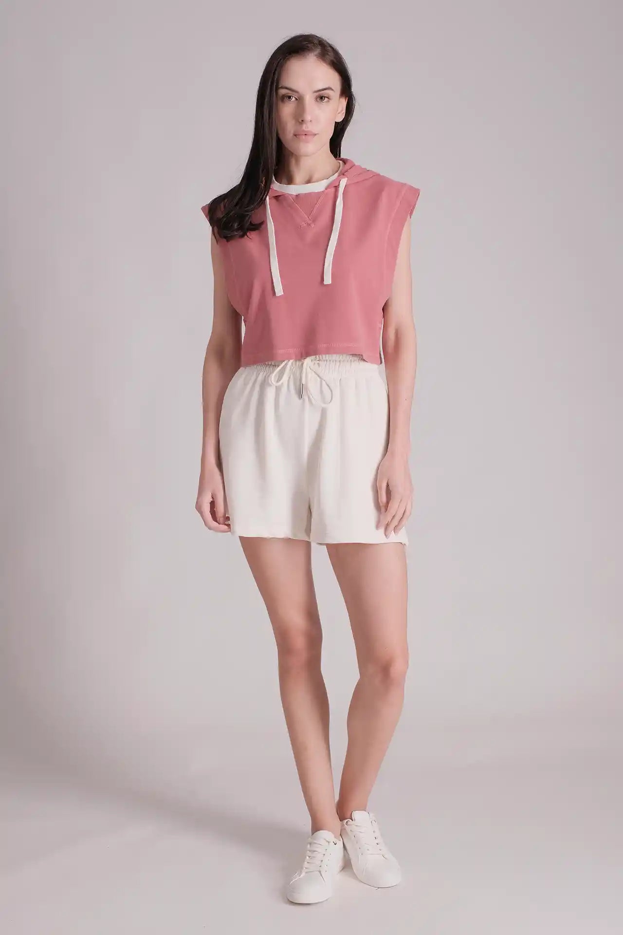 SPWN0269 - Women's Essential Ribbed Neck Hoodie - Rose