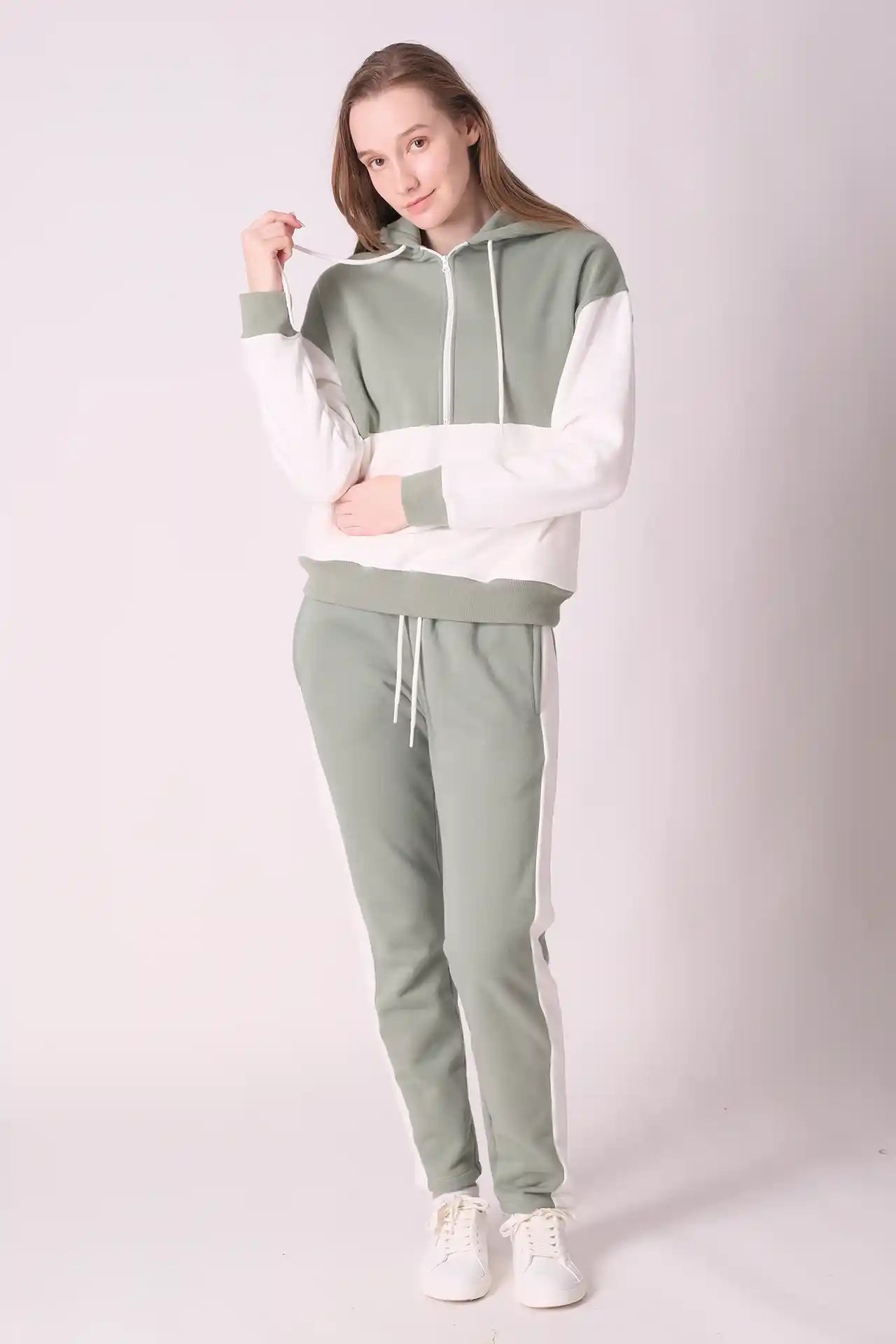 SPWN0275 - Women's Essential Colour Block Hoodie - Jade