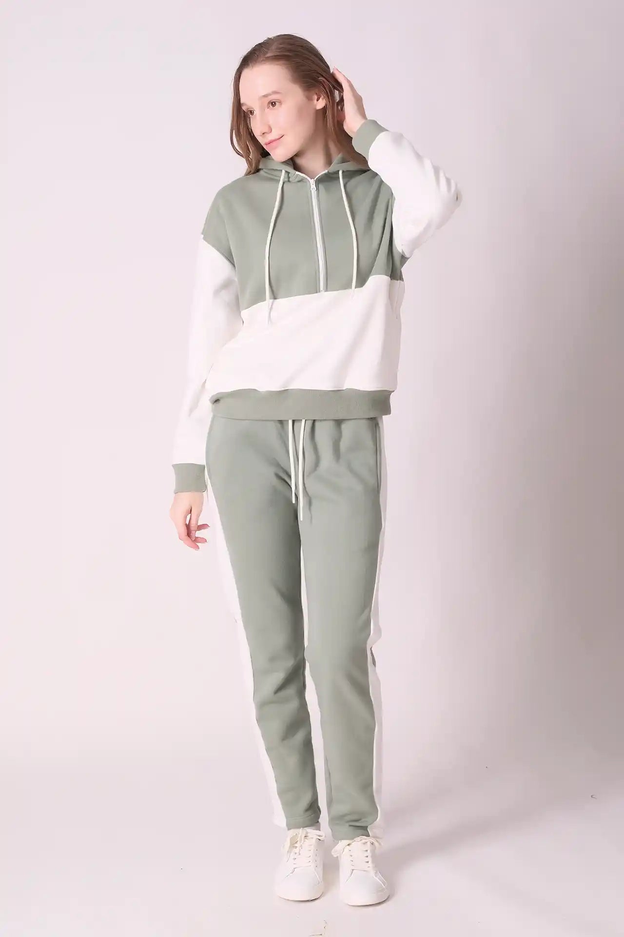 SPWN0275 - Women's Essential Colour Block Hoodie - Jade