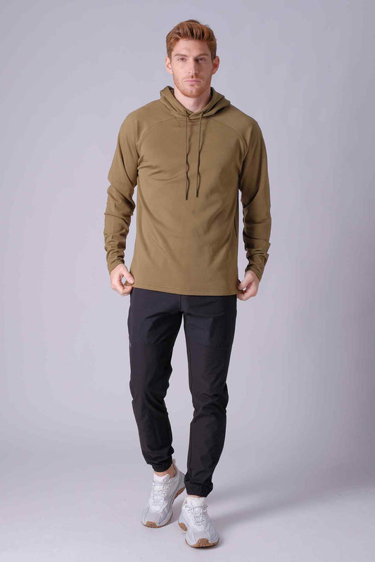 SPN0281 - Stretch Thermal Fleece Daily Tapered Outdoor Hoodie - Army