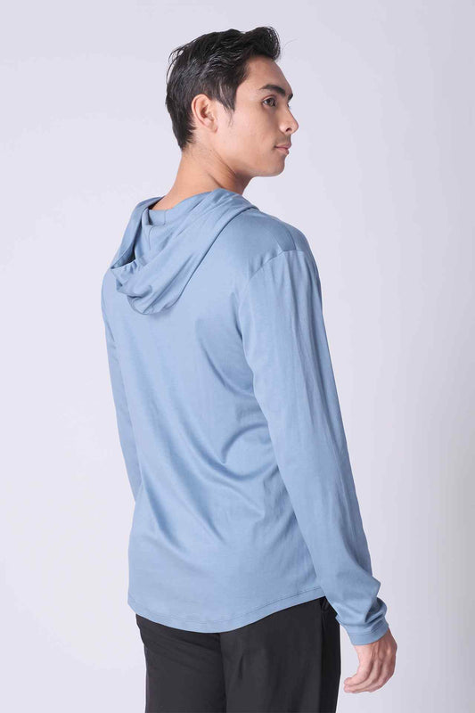 SPN0298 - Finest US Supima Cotton Curve-Hem Long Sleeve Hooded Top