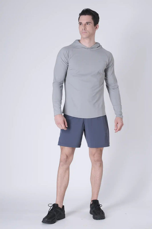 SPN0300 - Ultra Soft Stretch Nylon Interlock Workout Hoodie - Grey