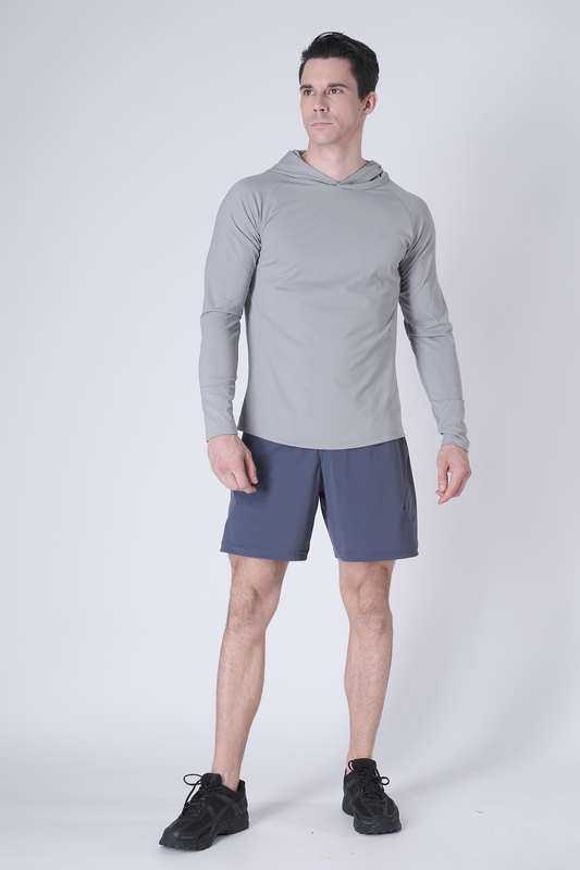 SPN0300 - Ultra Soft Stretch Nylon Interlock Workout Hoodie - Grey