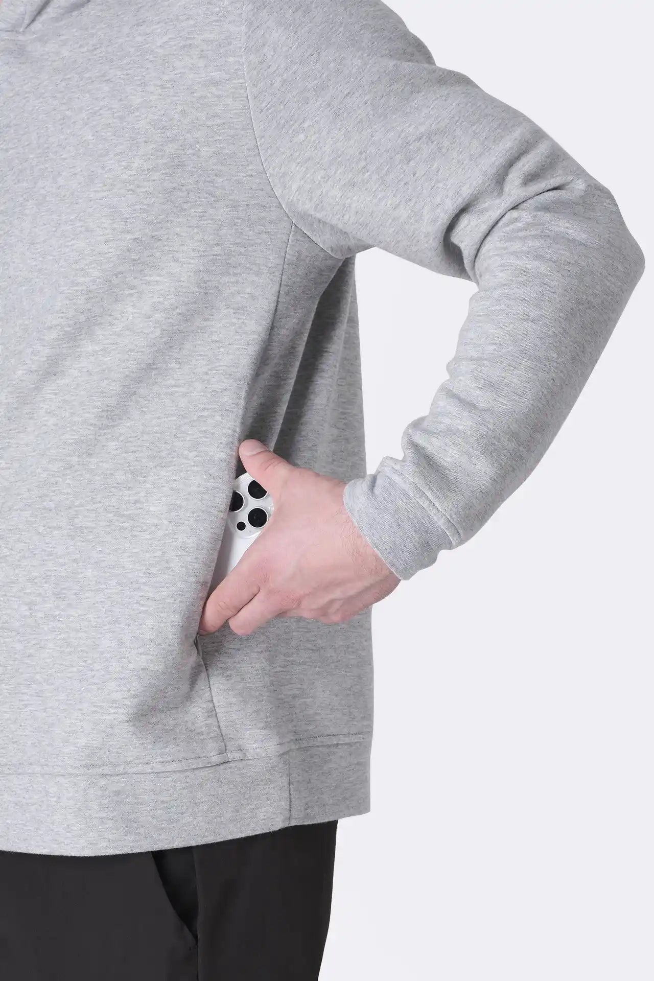 SPN0309 - Ultra Soft Interlock Side Zip Pocket Hoodie - Heather Grey