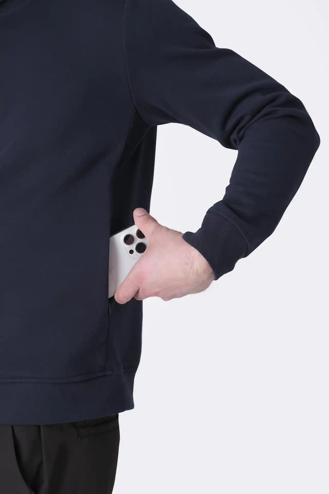SPN0309 - Ultra Soft Interlock Side Zip Pocket Hoodie - Navy