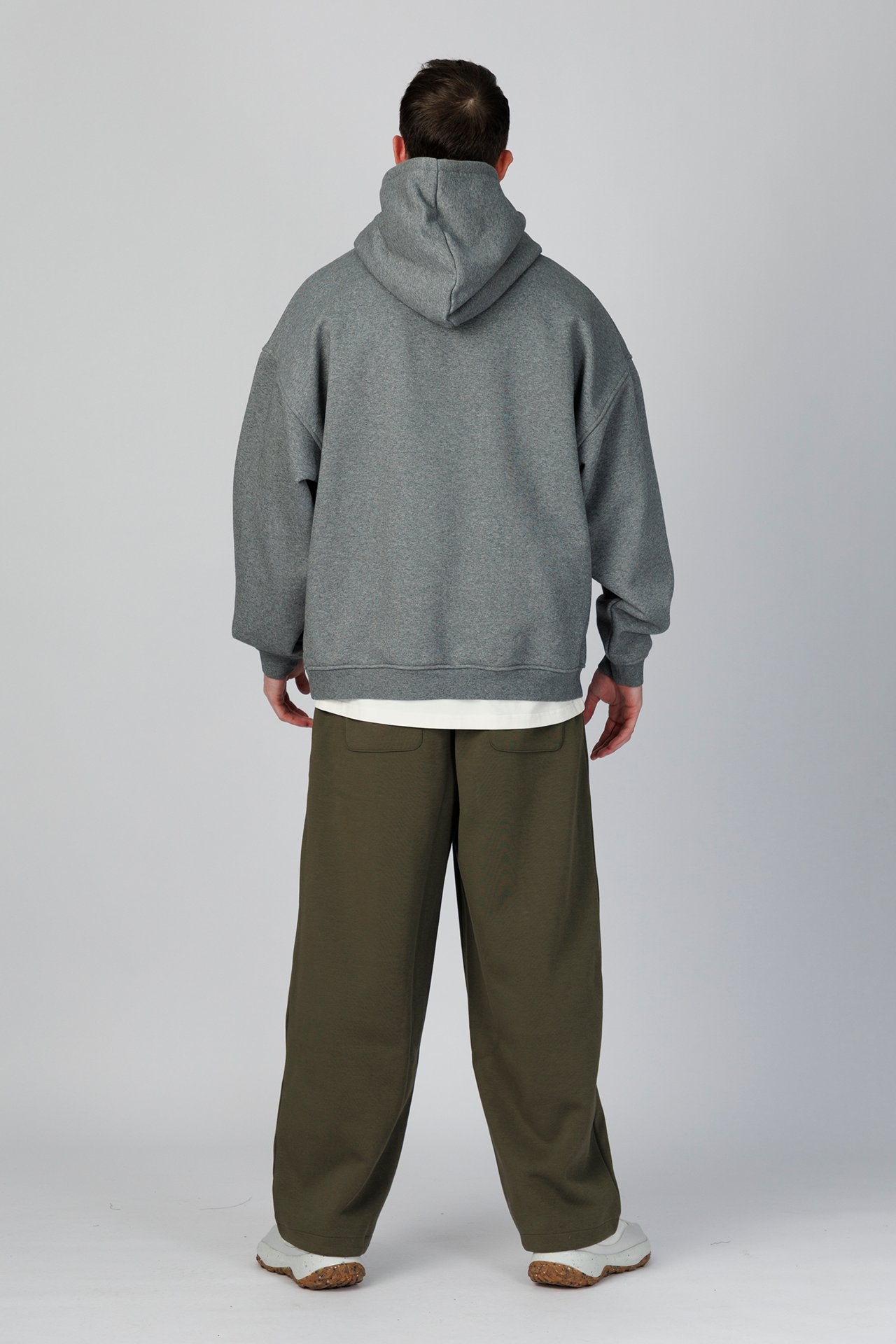 SPN0321 - Finest Cotton 1,000 GSM Drop Shoulder Fleece Hoodie - Heather Grey