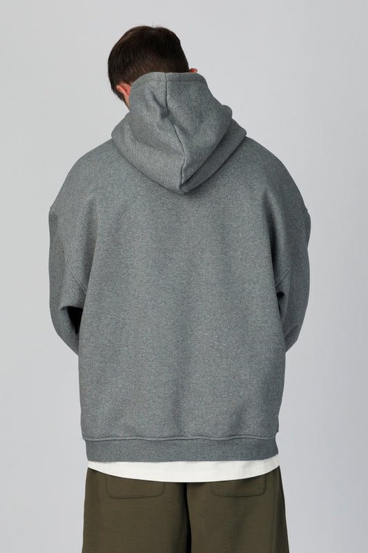 SPN0321 - Finest Cotton 1,000 GSM Drop Shoulder Fleece Hoodie - Heather Grey