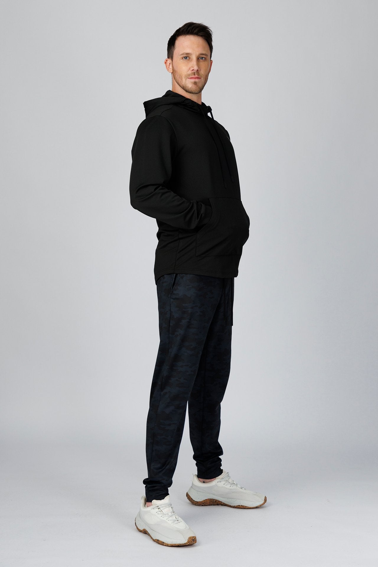 SPN0322 - Stretch Thermal Fleece Performance Hoodie - Black