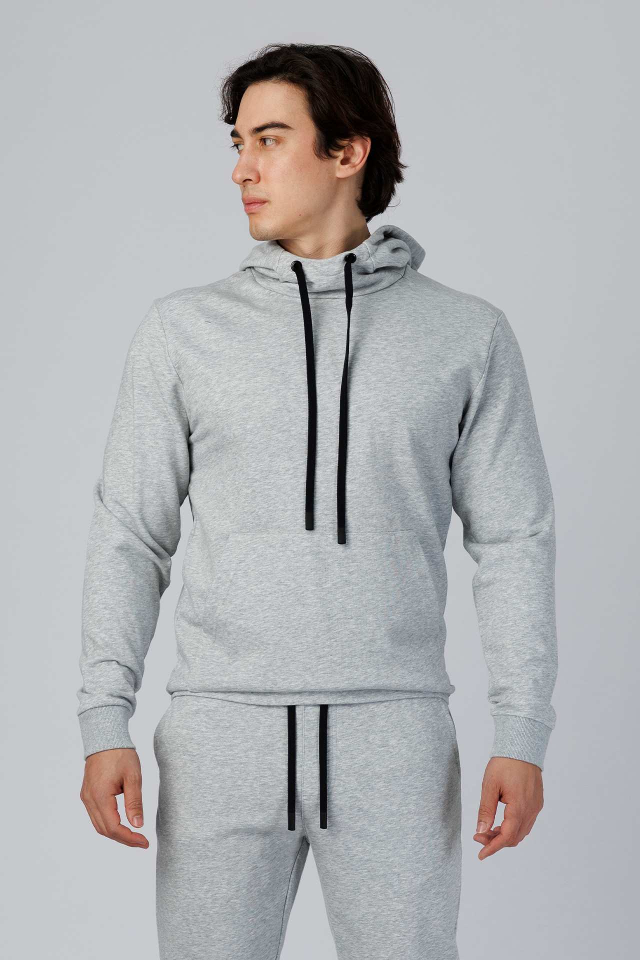 SPN0322 - Ultra Soft Stretch Interlock Travel Hoodie - Heather Grey