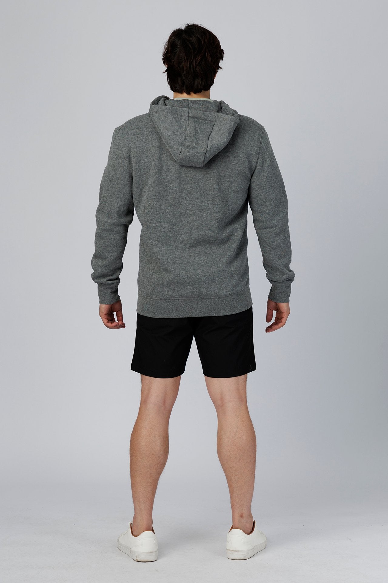 SPN0342 - Ultra Soft Mid-weight Thermal Cotton Blend Fleece Zip-UP Hooded Jacket - Dark Heather Grey