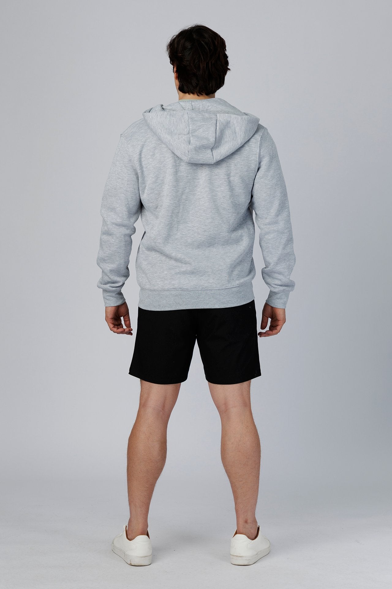 SPN0342 - Ultra Soft Mid-weight Thermal Cotton Blend Fleece Zip-UP Hooded Jacket - Heather Grey