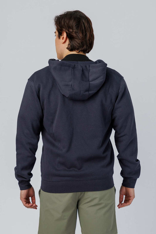 SPN0342 - Ultra Soft Mid-weight Thermal Cotton Blend Fleece Zip-UP Hooded Jacket - Navy
