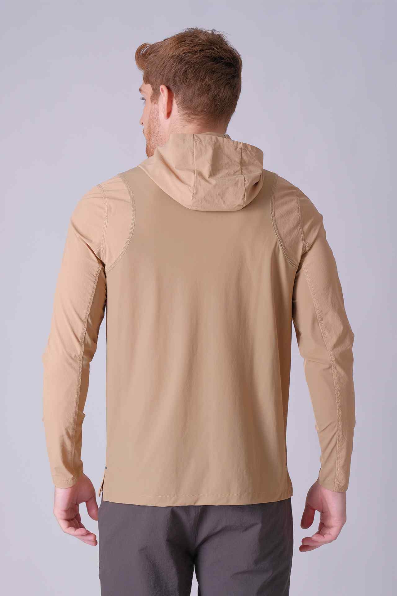 SPN22006 - Water Resistant Hybrid Lightweight Half Zip Hiking Hoodie - Khaki