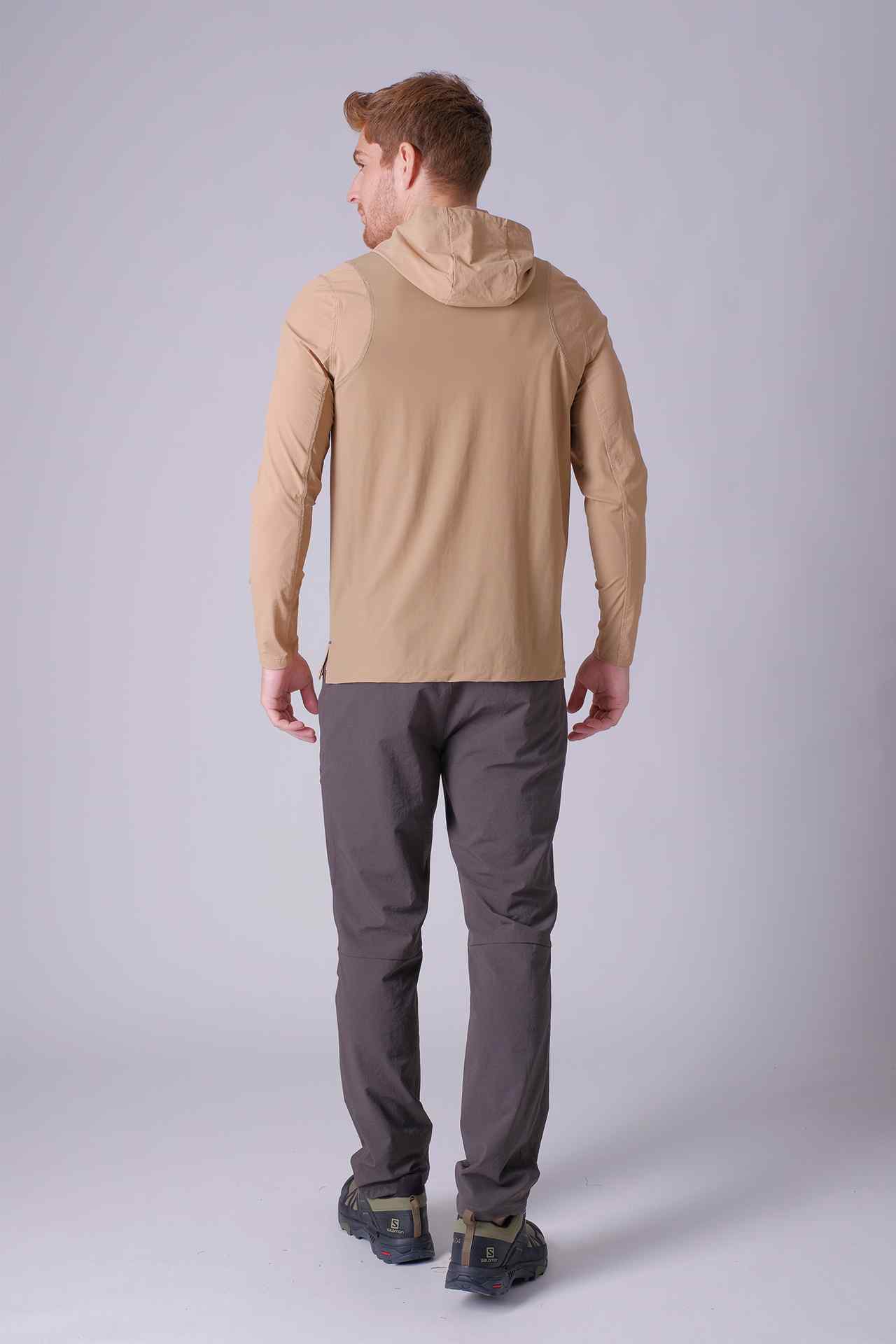 SPN22006 - Water Resistant Hybrid Lightweight Half Zip Hiking Hoodie - Khaki