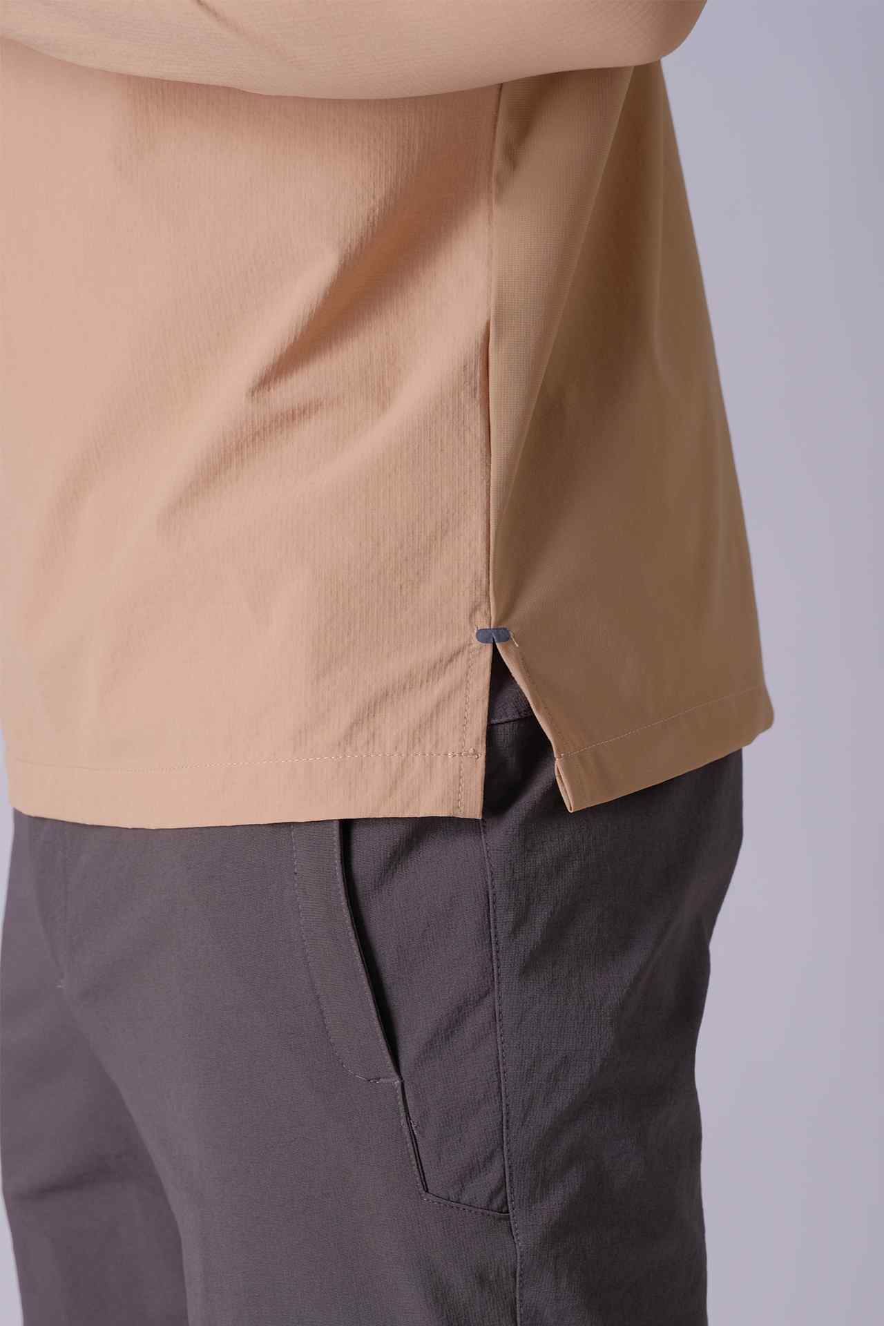 SPN22006 - Water Resistant Hybrid Lightweight Half Zip Hiking Hoodie - Khaki