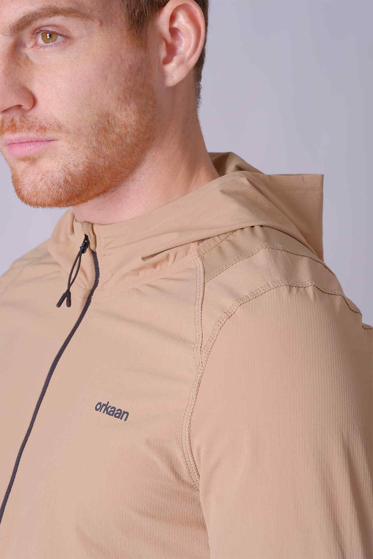 SPN22006 - Water Resistant Hybrid Lightweight Half Zip Hiking Hoodie - Khaki