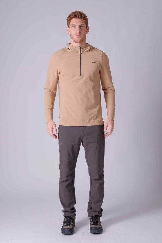 SPN22006 - Water Resistant Hybrid Lightweight Half Zip Hiking Hoodie - Khaki