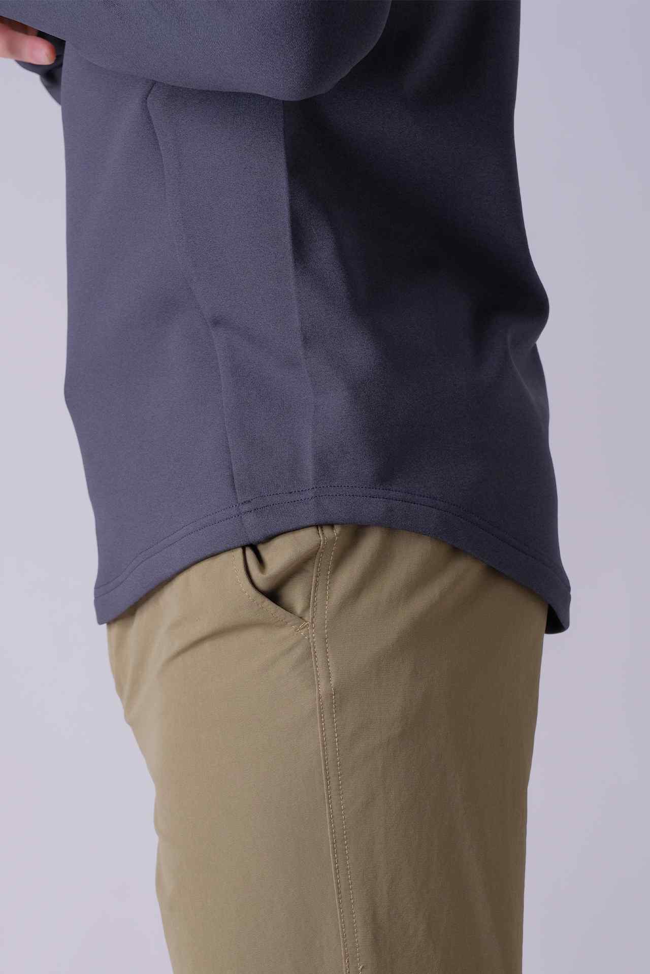 SPN22024 - Stretch Thermal Fleece Curve Hem Outdoor Hoodie - Dark Grey