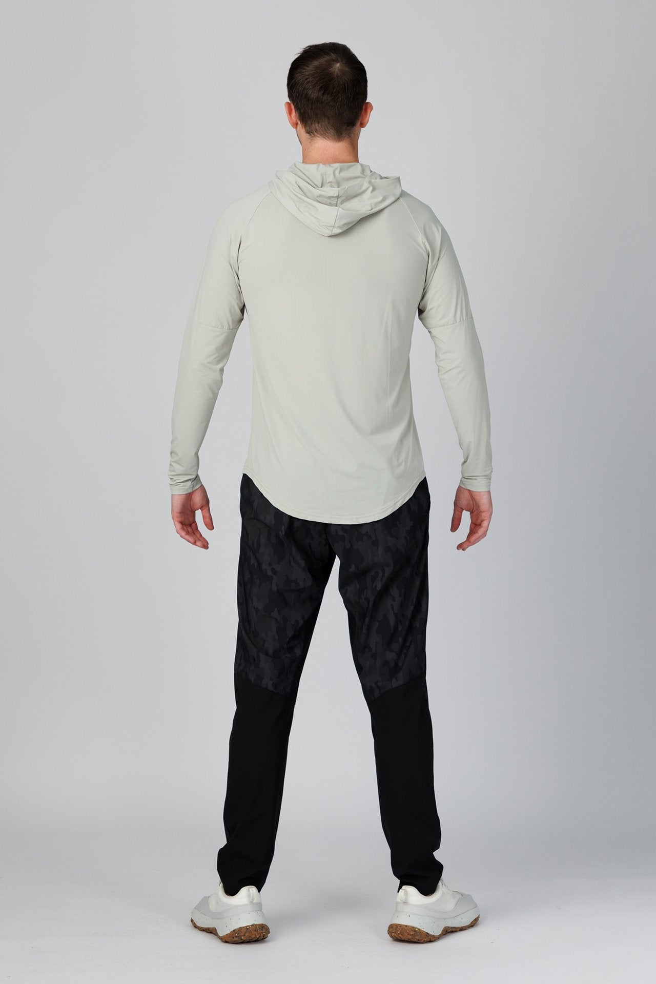 SPN22024 - Ultra 4-Way Stretch Nylon Mesh Long Sleeve Training Hooded Tee - Silver