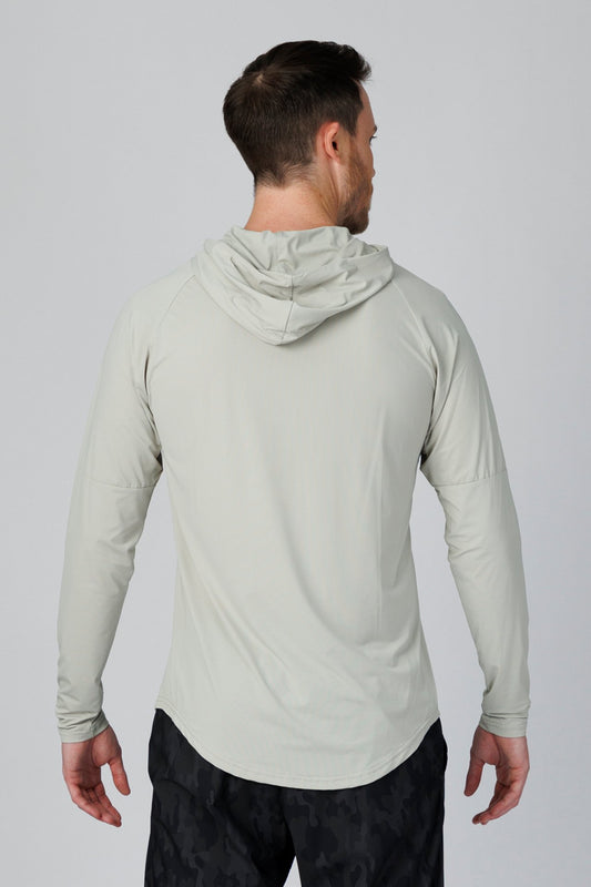 SPN22024 - Ultra 4-Way Stretch Nylon Mesh Long Sleeve Training Hooded Tee - Silver