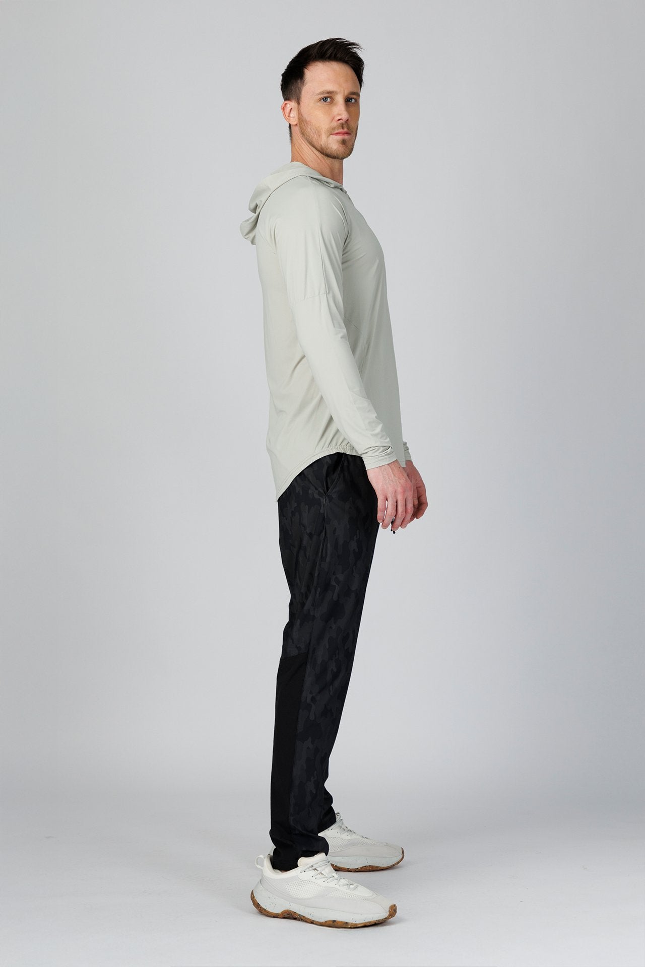 SPN22024 - Ultra 4-Way Stretch Nylon Mesh Long Sleeve Training Hooded Tee - Silver