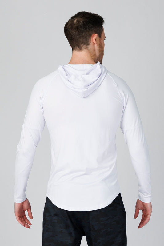 SPN22024 - Quick-Dry 4-Way Stretch Jersey Long Sleeve Training Hooded Tee - White