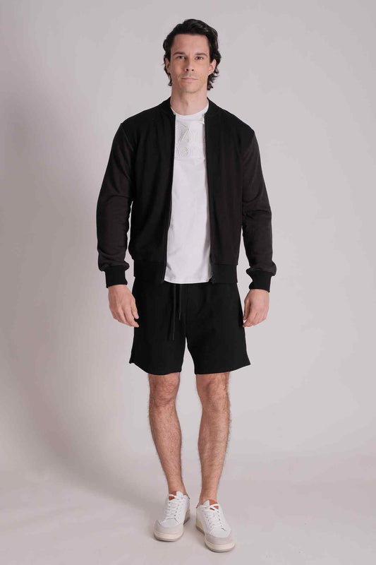 SPO0023 - Finest French Terry Bomber Jacket - Black