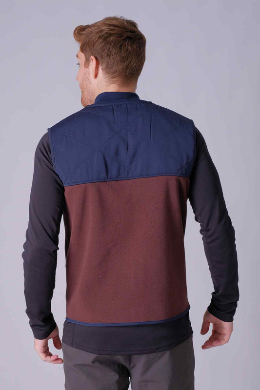 SPO0034 - Sustainable Polar Fleece Outdoor Quilted Vest - Brown/Navy