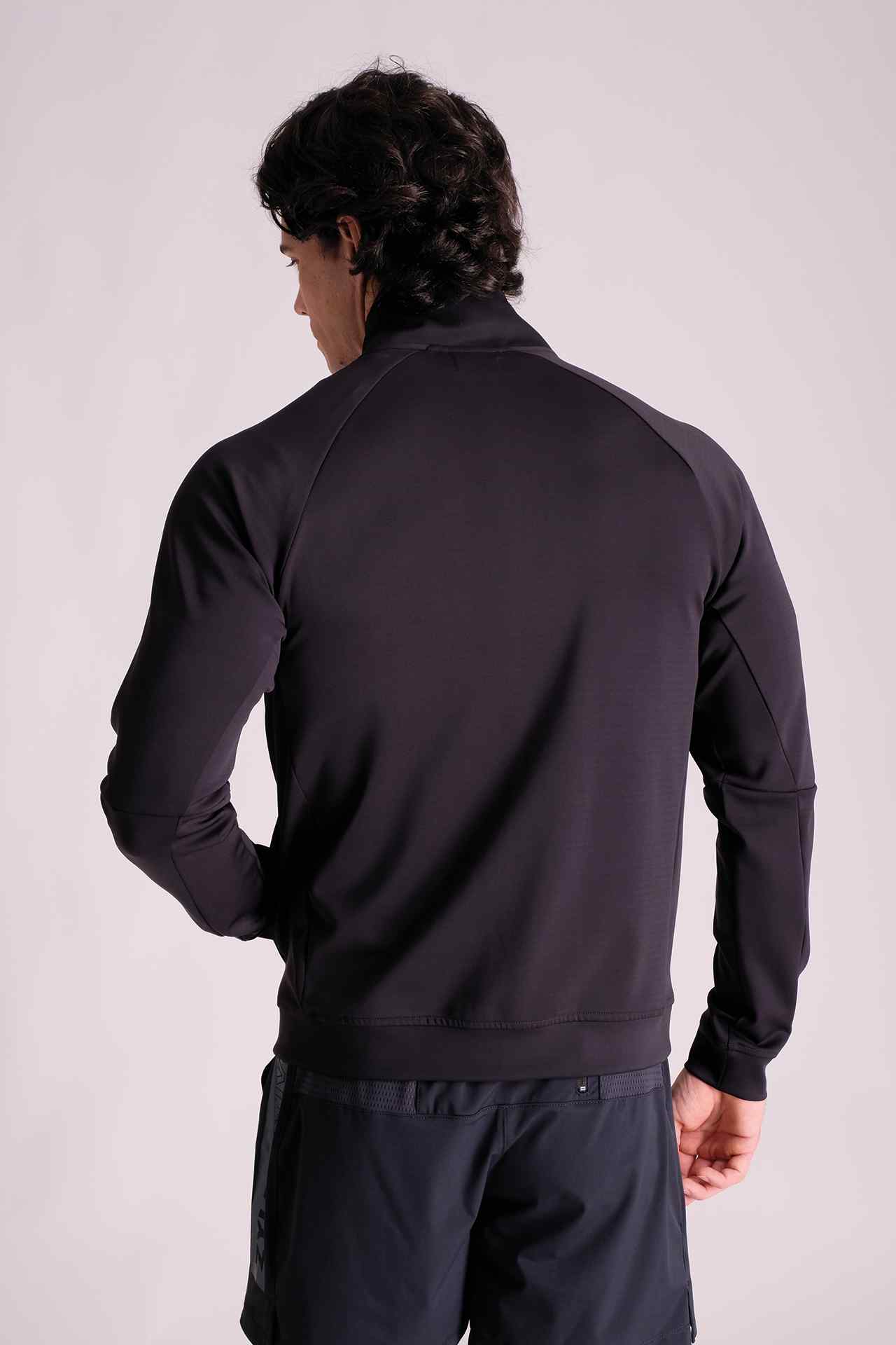 SPO0039 - Insulated 4-Way Stretch Interlock Performance Funnel Neck Jacket - Black