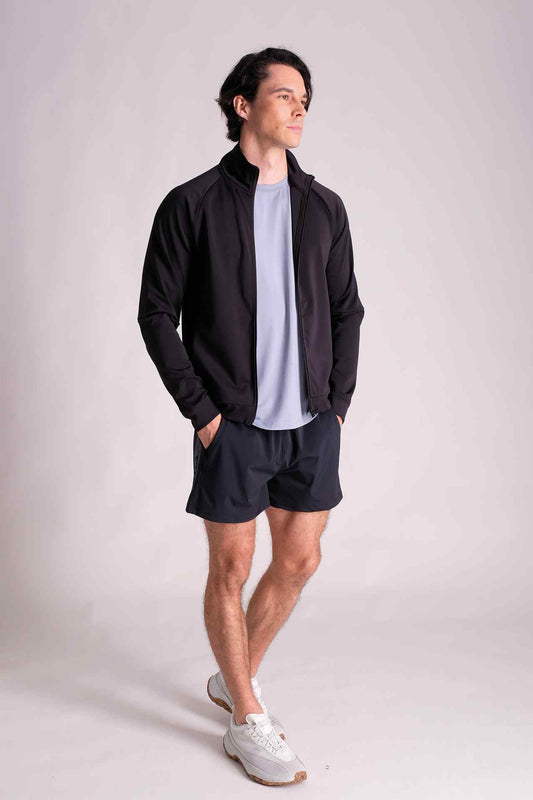 SPO0039 - Insulated 4-Way Stretch Interlock Performance Funnel Neck Jacket - Black