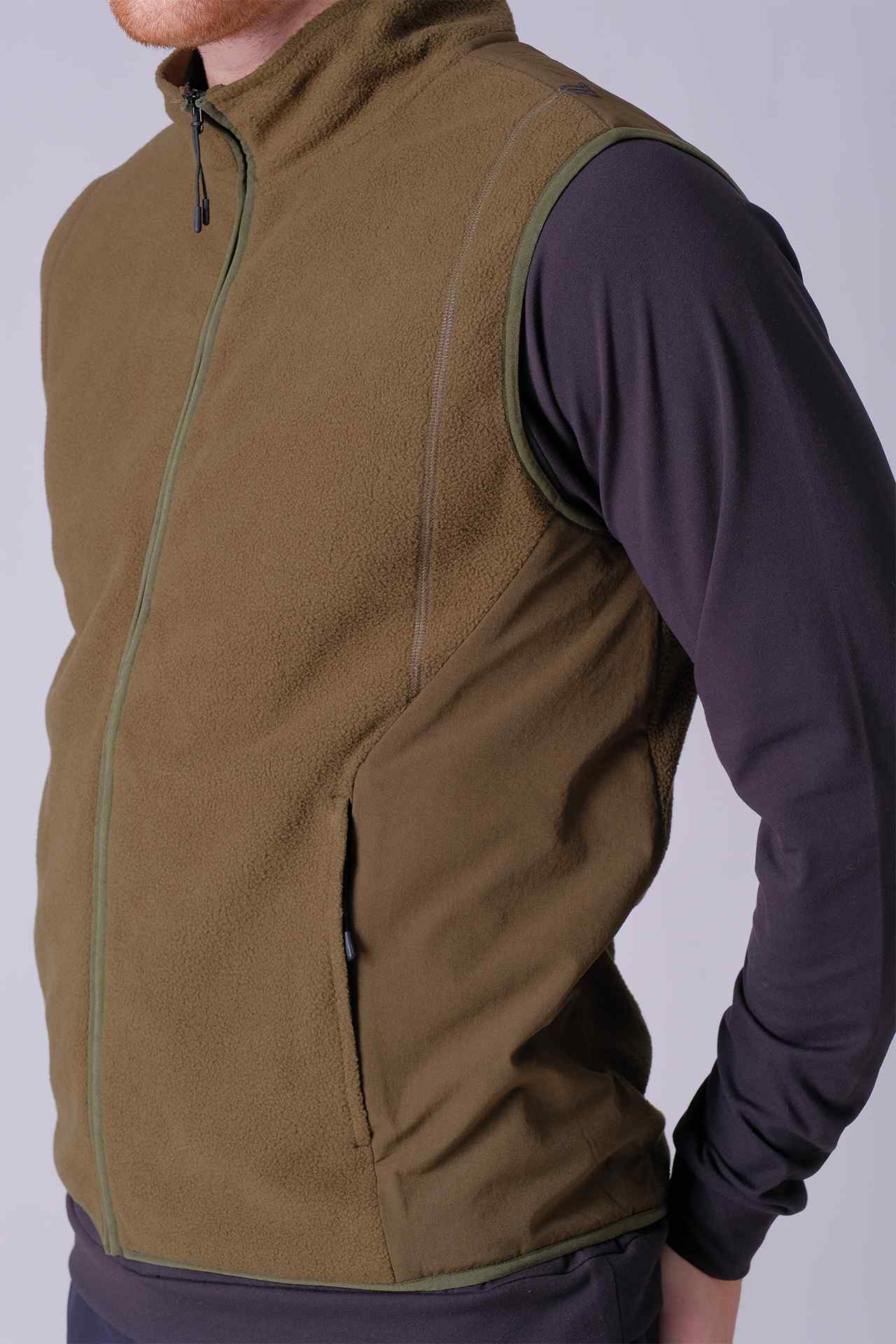 SPO0042 - Sustainable Micro Fleece Funnel Neck Full-Zip Insulated Vest - Army