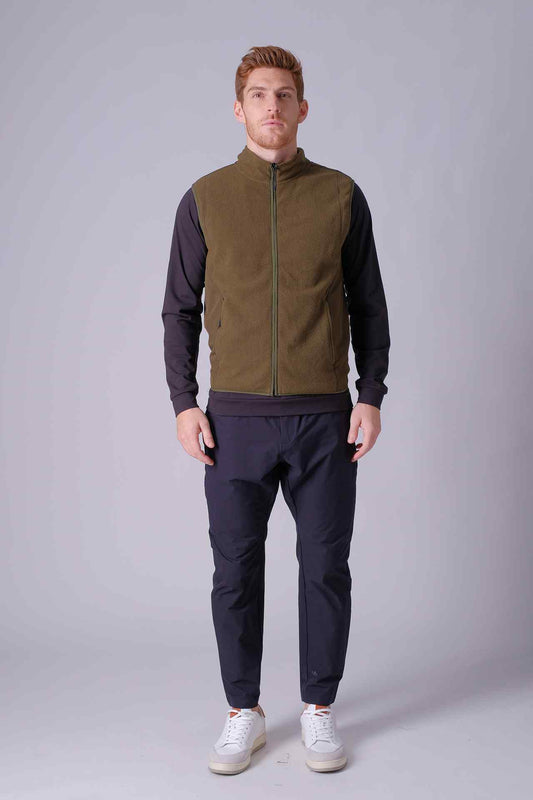 SPO0042 - Sustainable Micro Fleece Funnel Neck Full-Zip Insulated Vest - Army
