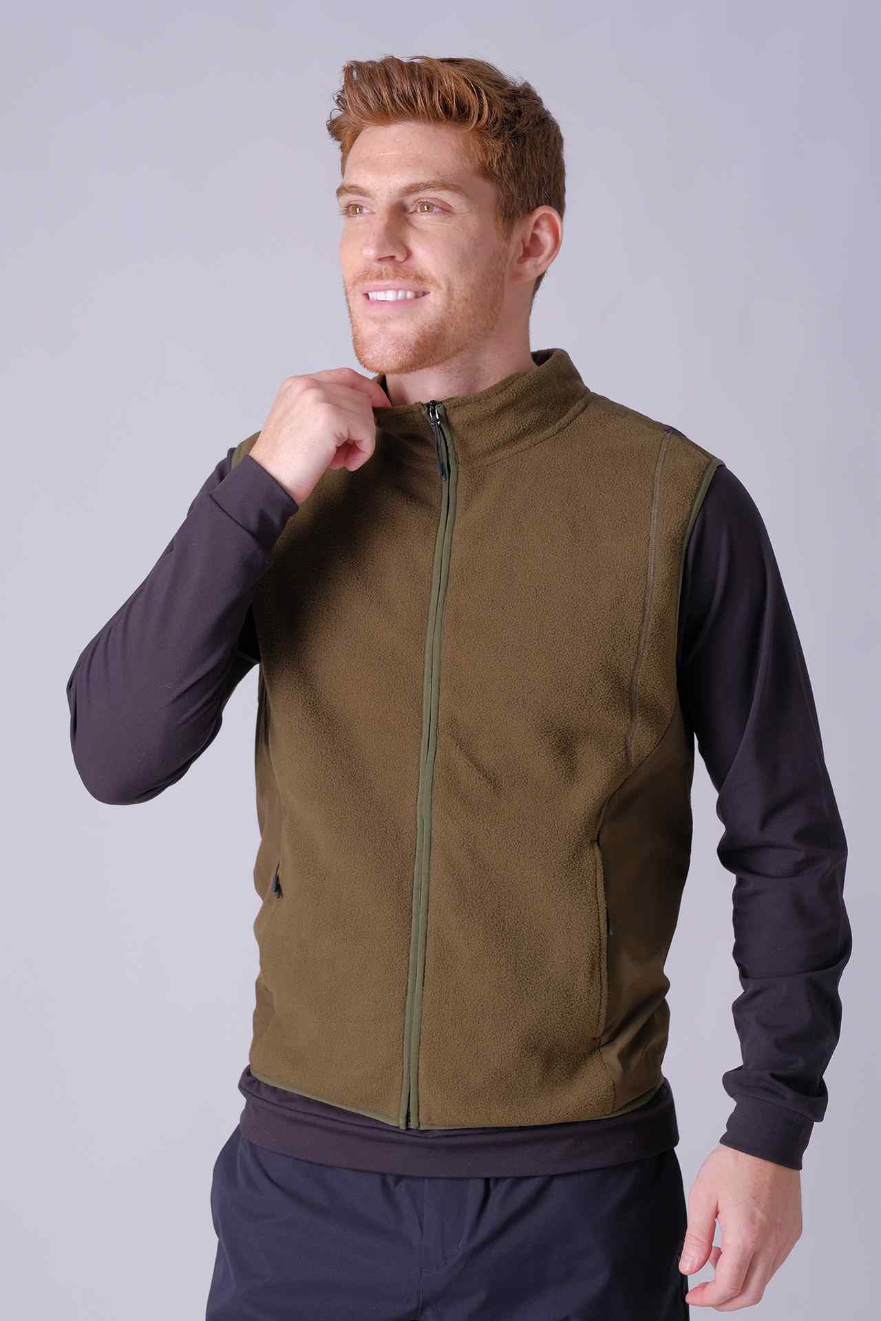 SPO0042 - Sustainable Micro Fleece Funnel Neck Full-Zip Insulated Vest - Army
