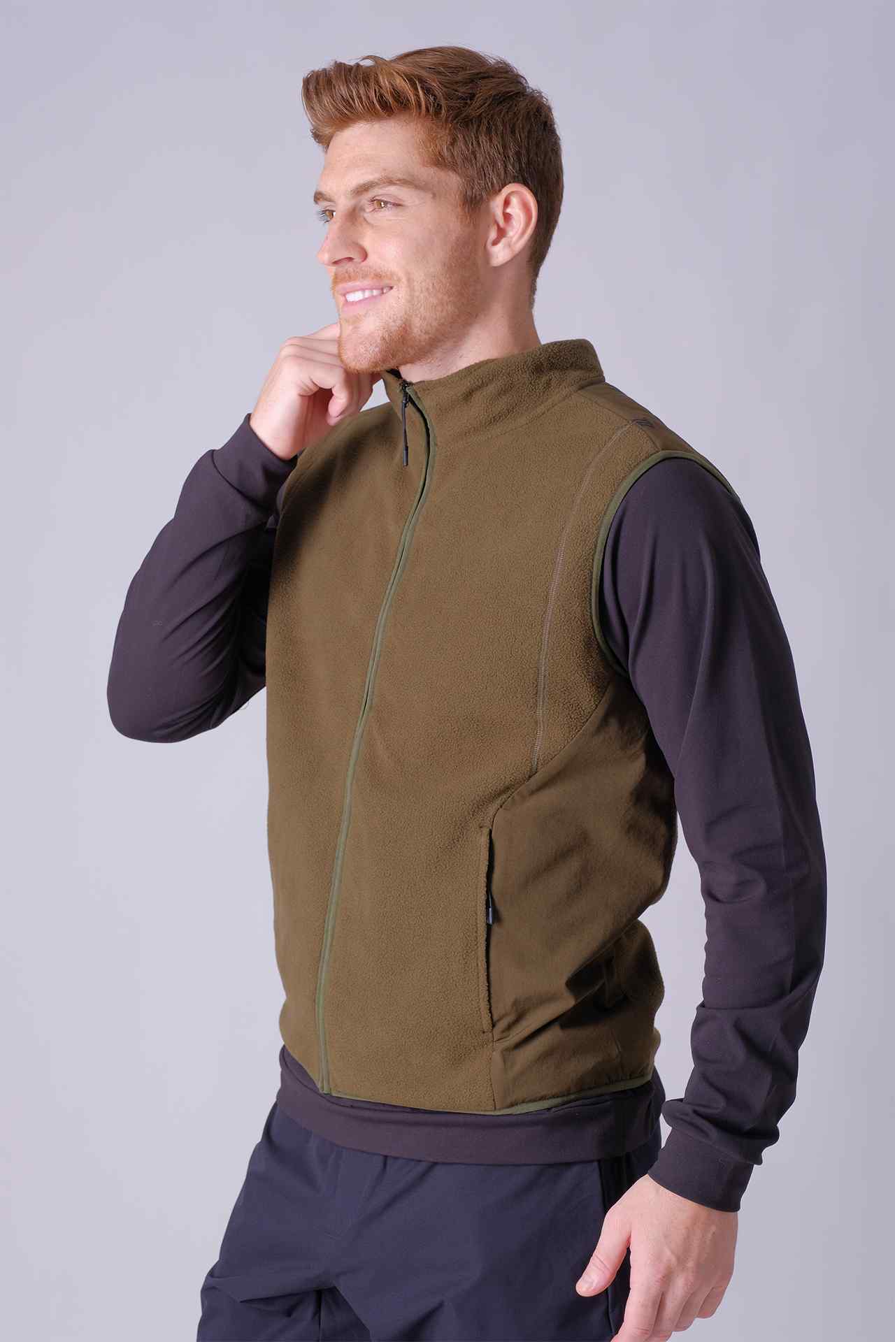 SPO0042 - Sustainable Micro Fleece Funnel Neck Full-Zip Insulated Vest - Army