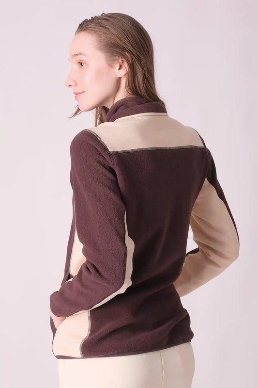SPWO0046 - Women's Dual Fabric Side Panel Fleece Jacket - Brown