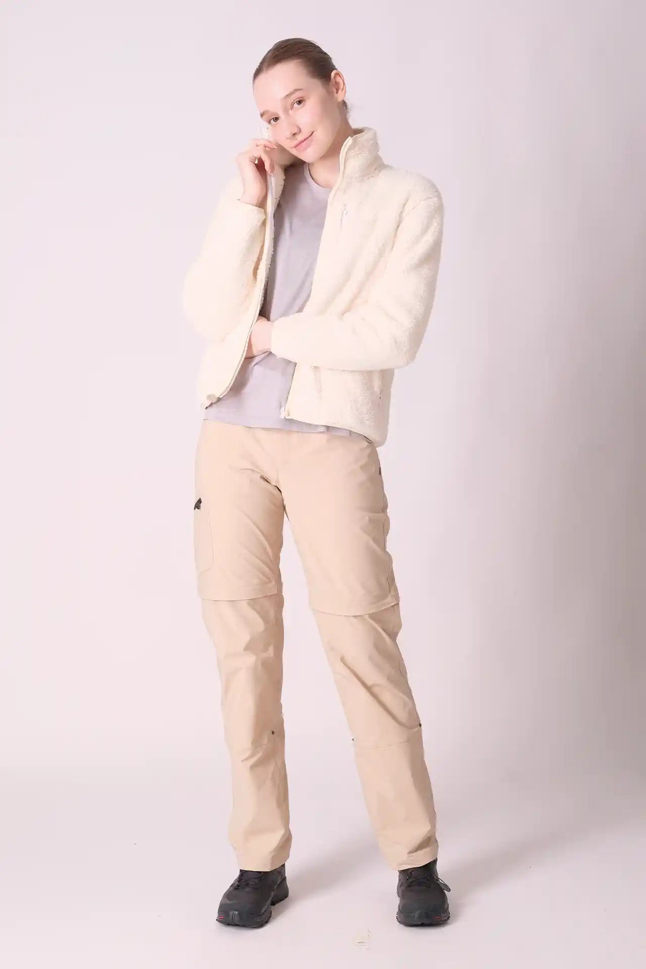 SPWO0047 - Women's Zip Pocket Fleece Jacket - Cream