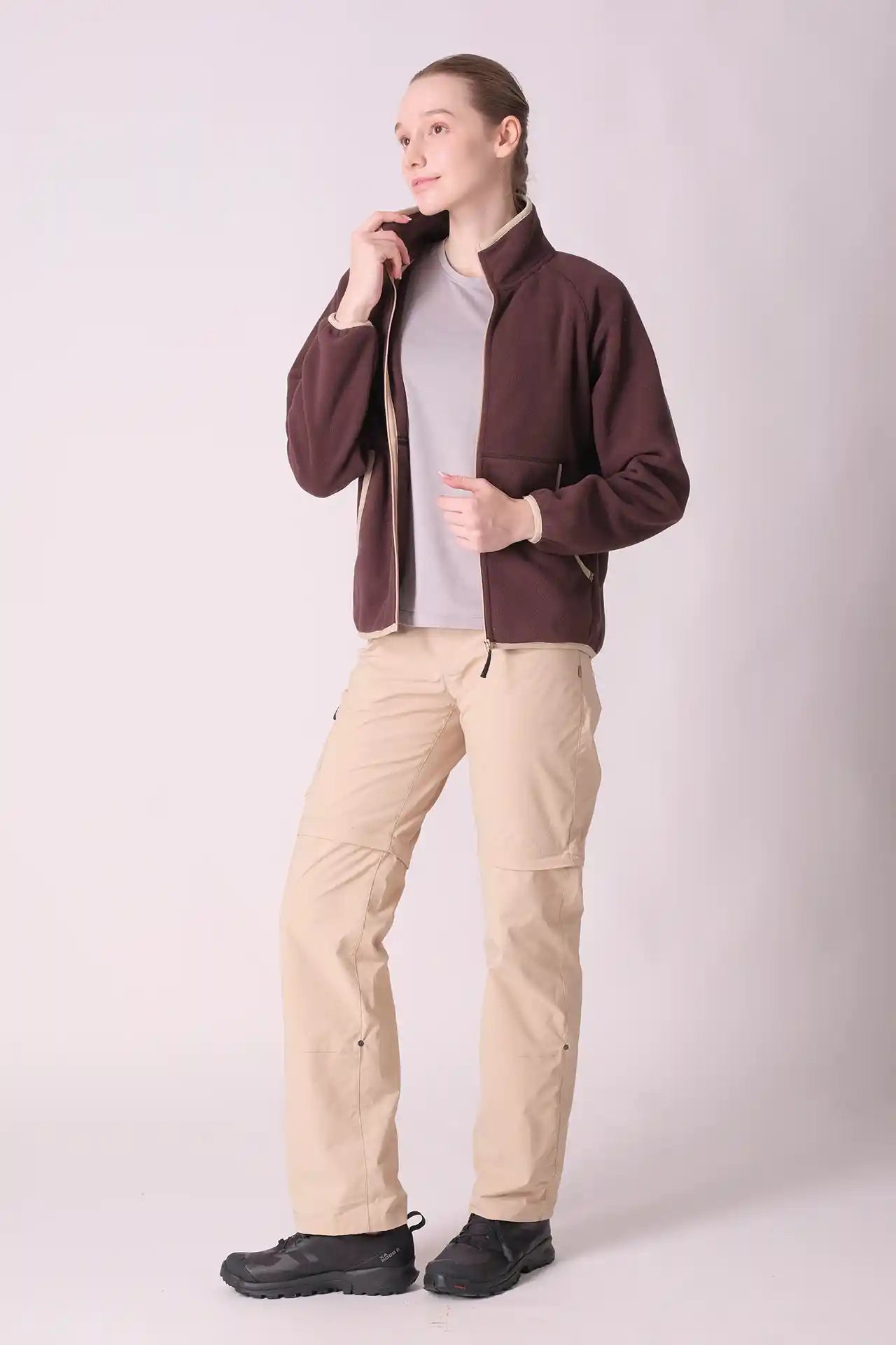 SPWO0049 - Women's Raglan Sleeve Polar Fleece Jacket - Brown