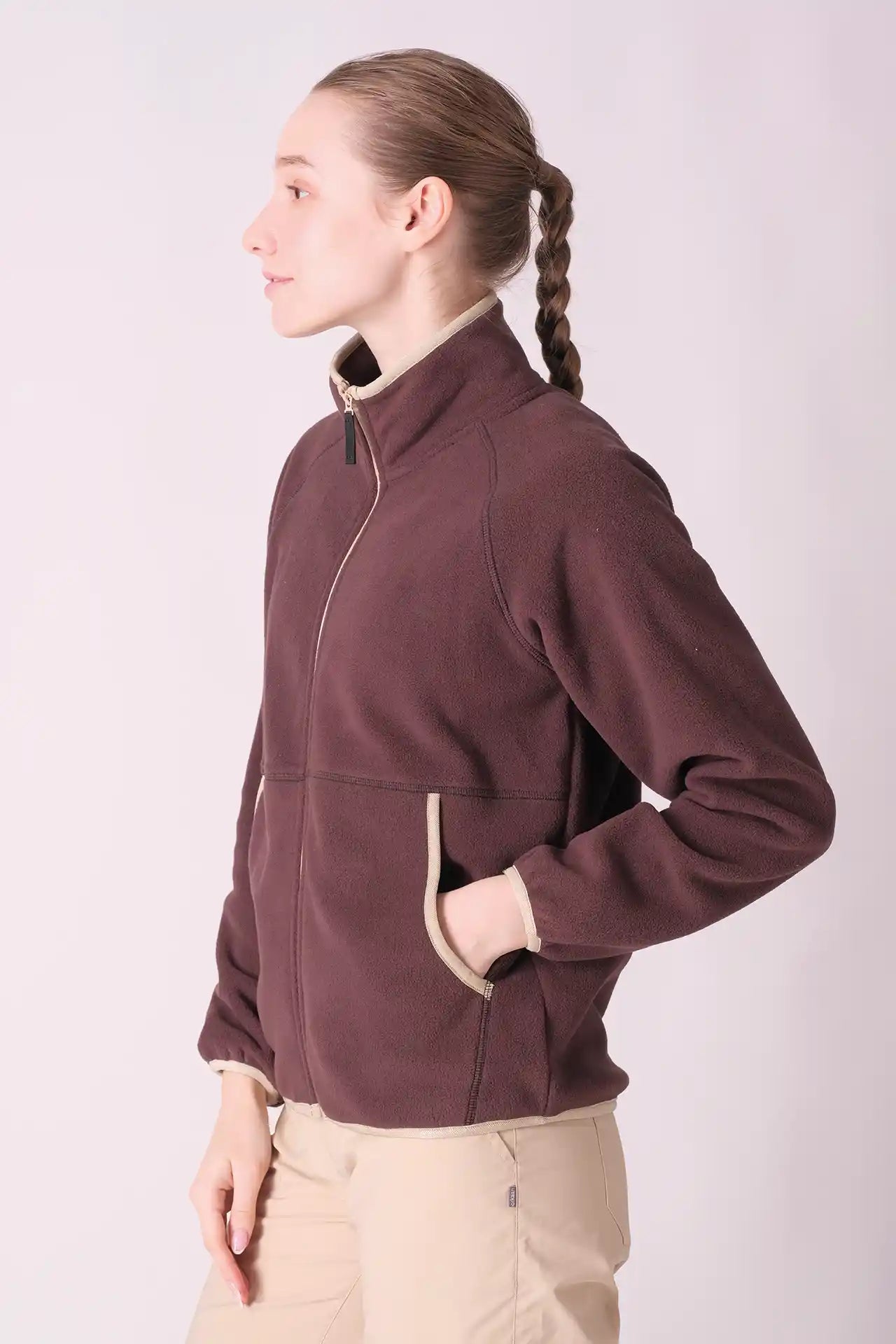 SPWO0049 - Women's Raglan Sleeve Polar Fleece Jacket - Brown