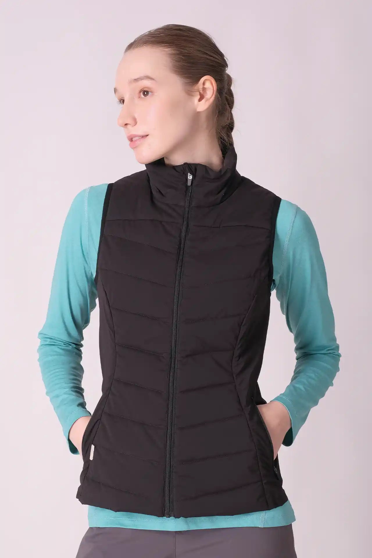 SPWO0098 - Women's Slim Quilted Vest Jacket - Black