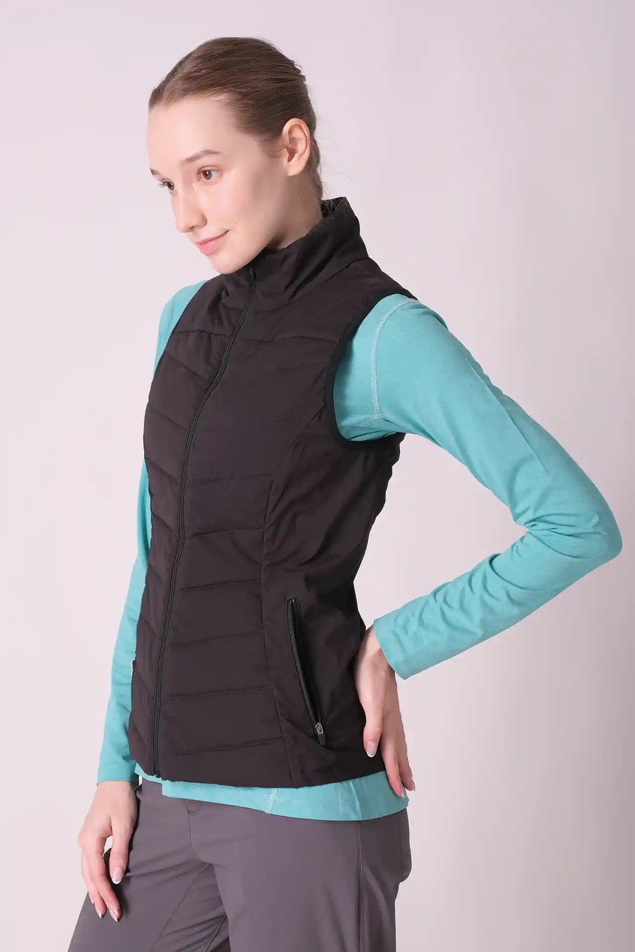 SPWO0098 - Women's Slim Quilted Vest Jacket - Black