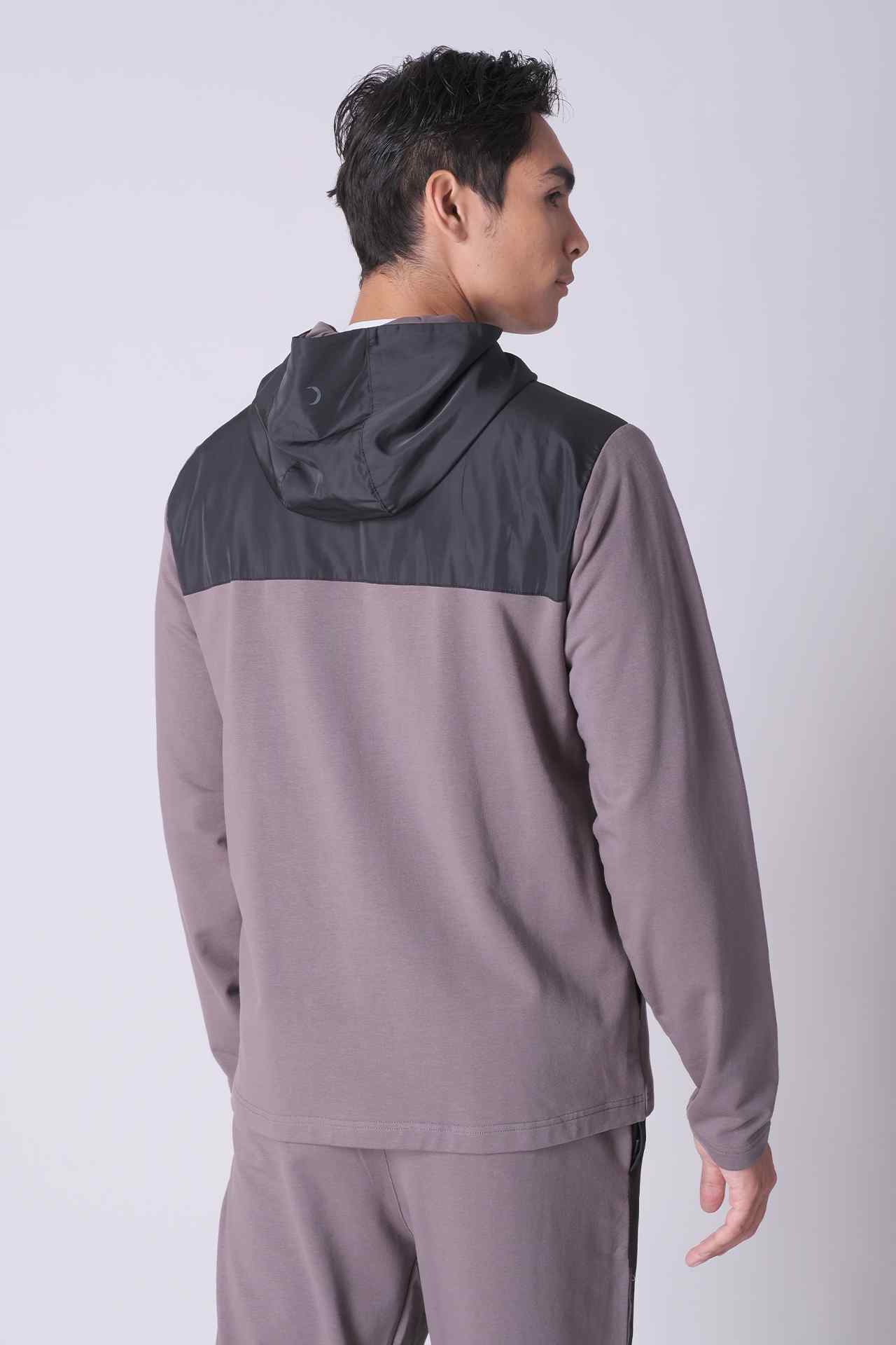 SPO0115 - Functional Stretch French Terry Zip-up Hooded Active Jacket - Mid Grey