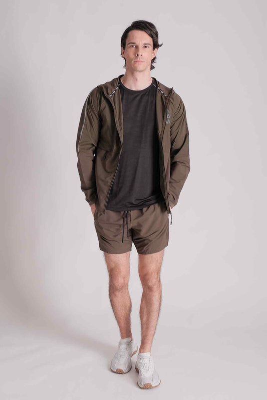 SPO0117 - Lightweight Stretch Ripstop Hooded Windbreaker Running Jacket - Army