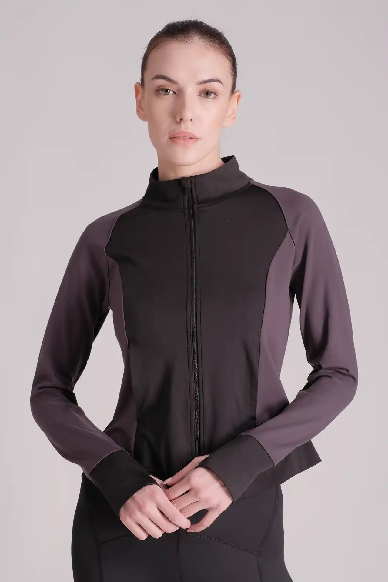 SPWO0120 - Women's Color Blocking Full Zip Running Jacket - Black
