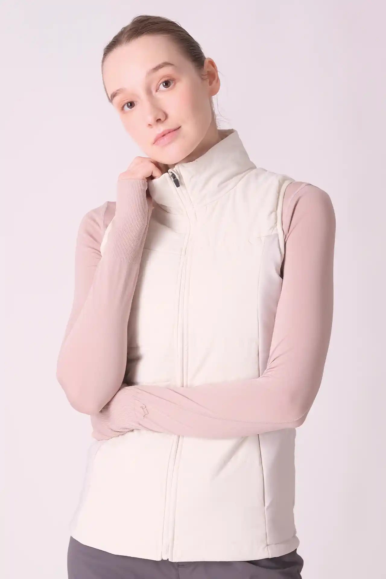 SPWO0122 - Women's Turtleneck Vest Jacket - White