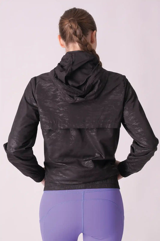 SPWO0123 - Women's Running Windbreaker Hooded Jacket - Black